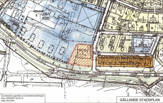 En detaljplan från ett område i Botkyrka
