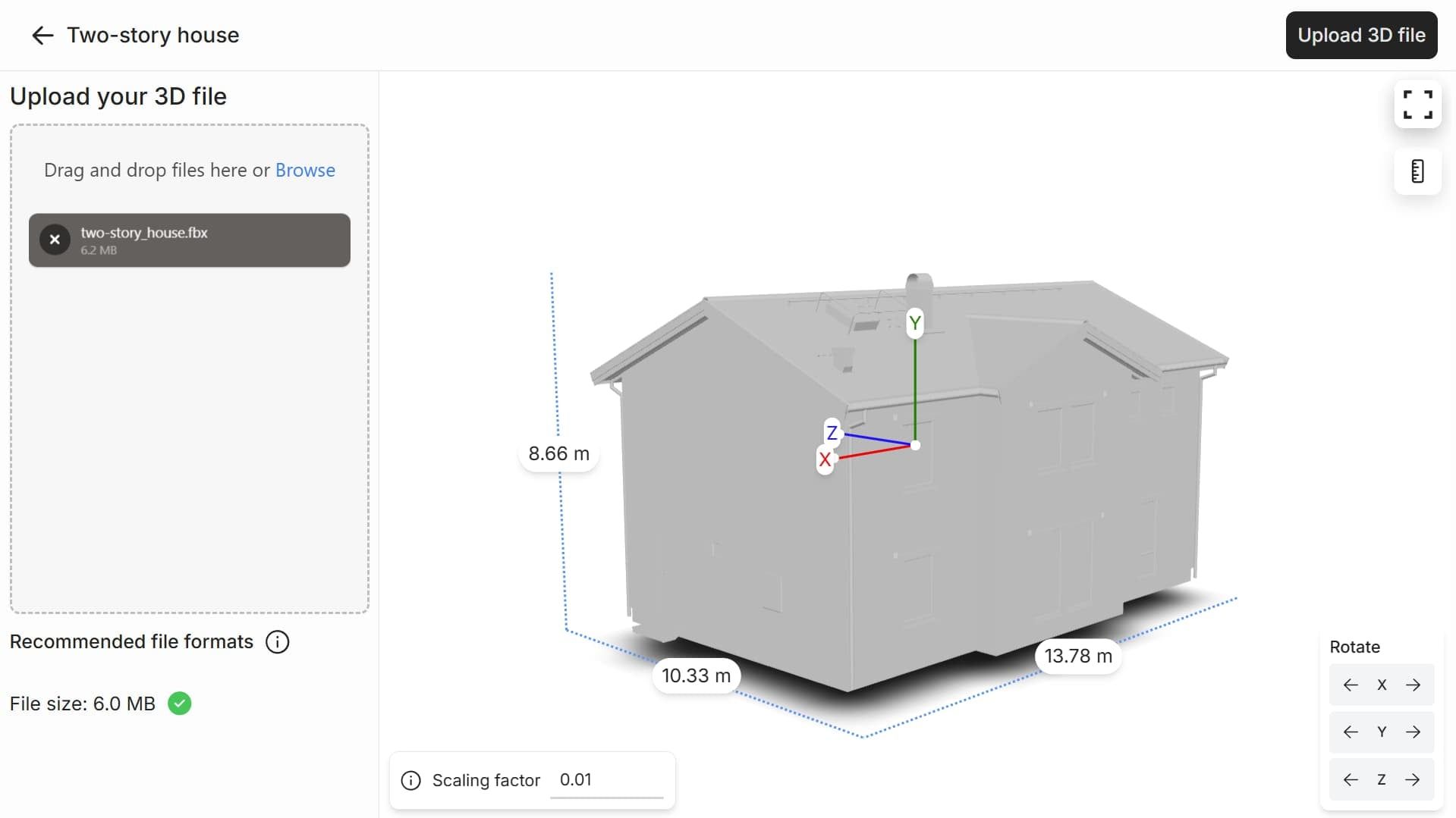 En uppladdad CAD-modell i Devolvs 3D-konfigurator