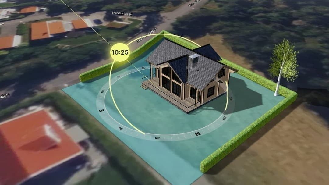 Visualisering av solljus i på tomten