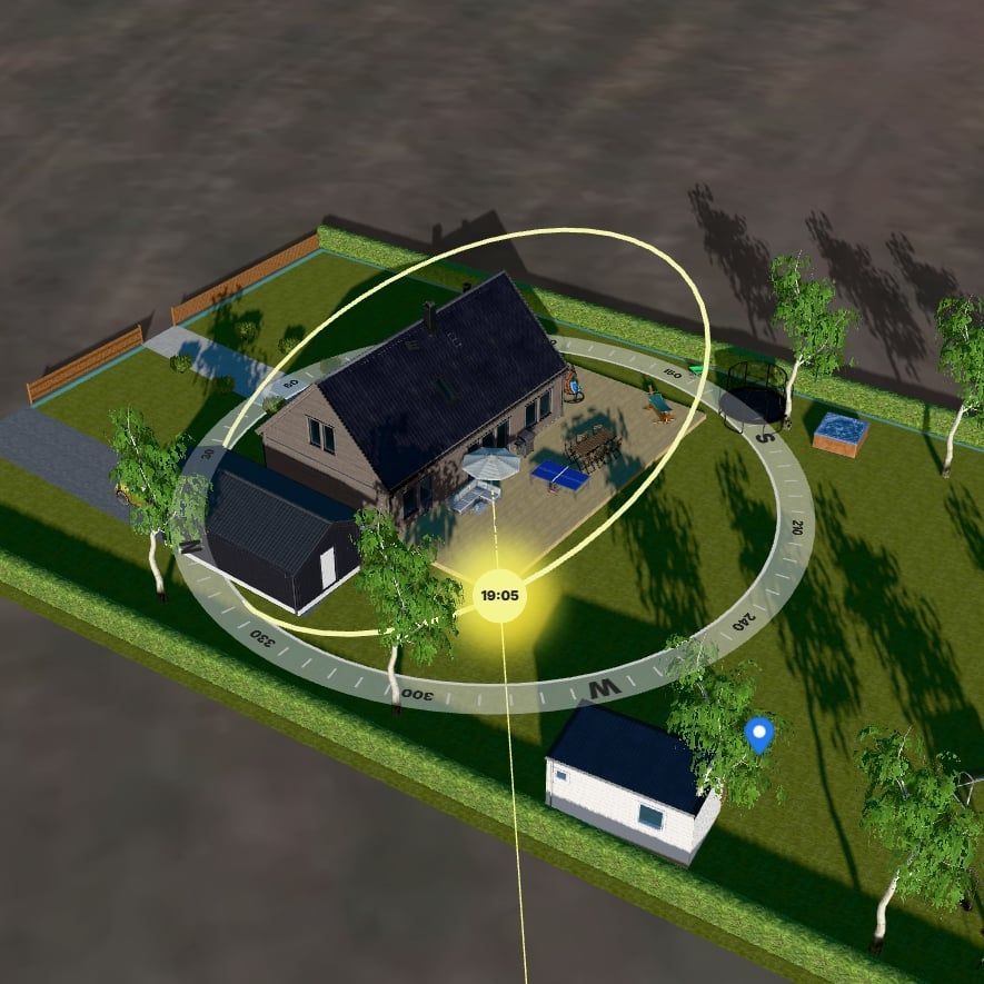 Sun visualization of a plot with a single family home