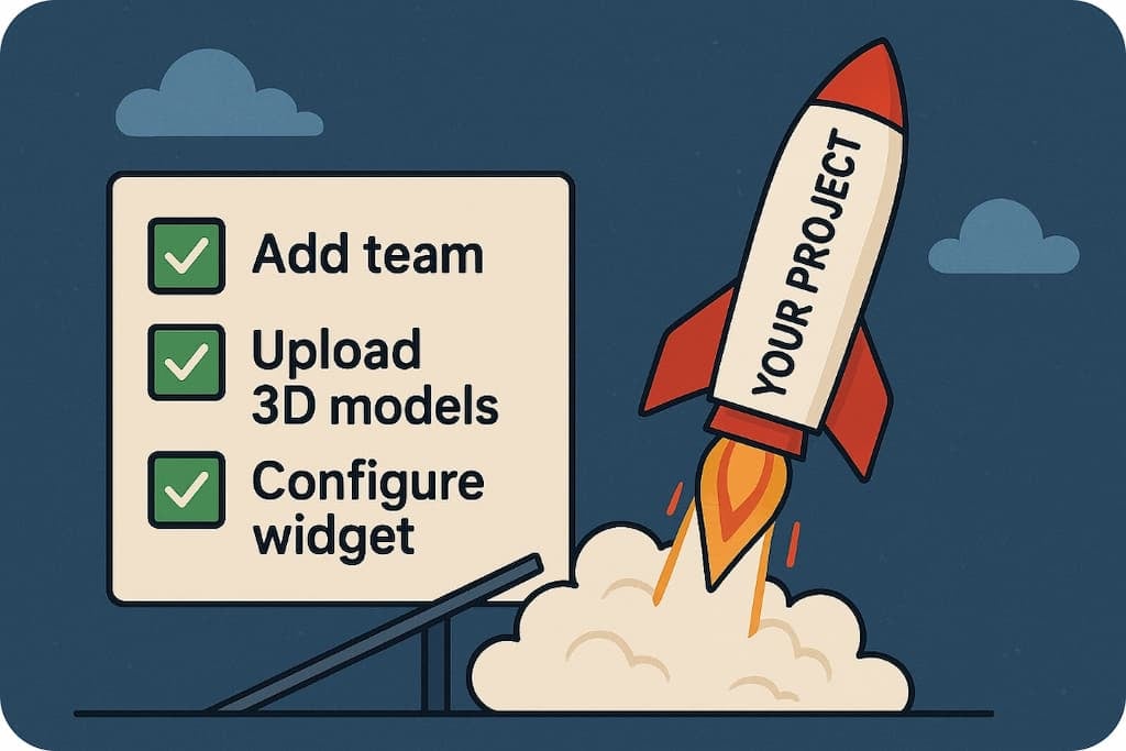 Rocket taking off after 3 items have been checked